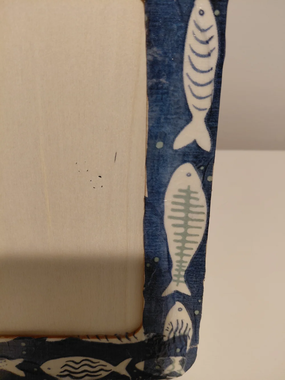 Navy Fish Pattern Wooden Photo Frame - Unbranded